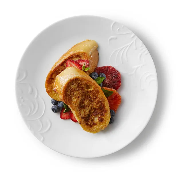 Assiette plate 26 cm – Motif floral en relief blanc