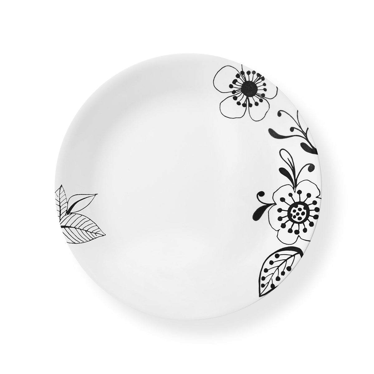Assiette plate 26 cm – Fleurs noires