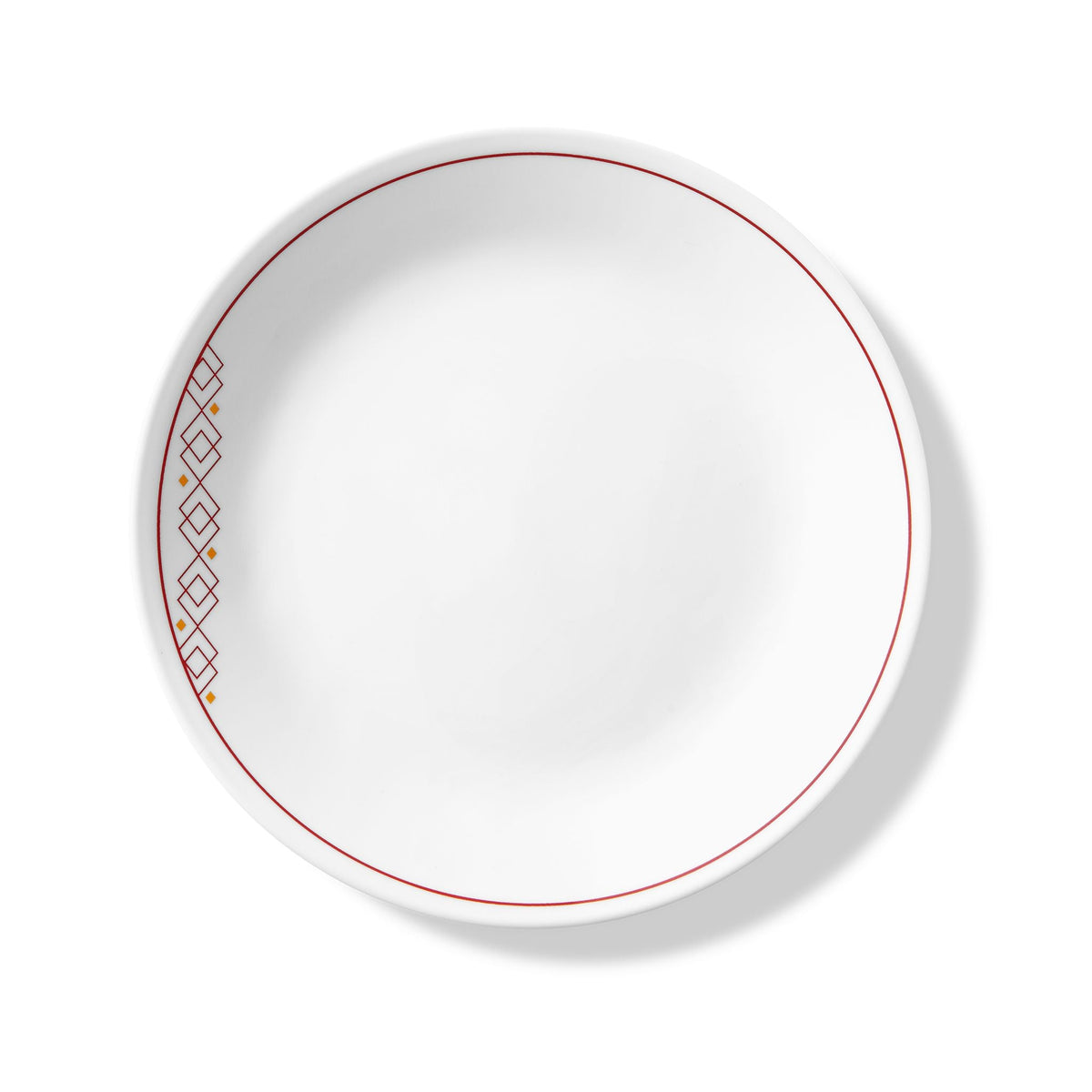 Assiette à hors-d'œuvre de 6,75 po – Bordure géométrique rouge