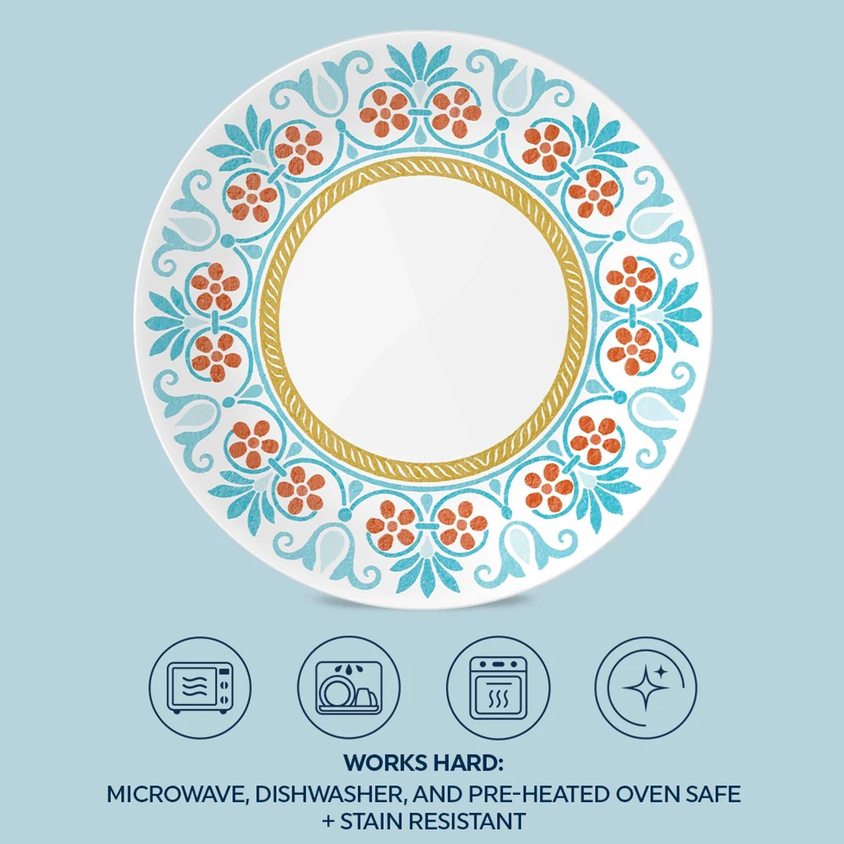 Assiette à salade de 21,5 cm – Motif floral carreau mexicain