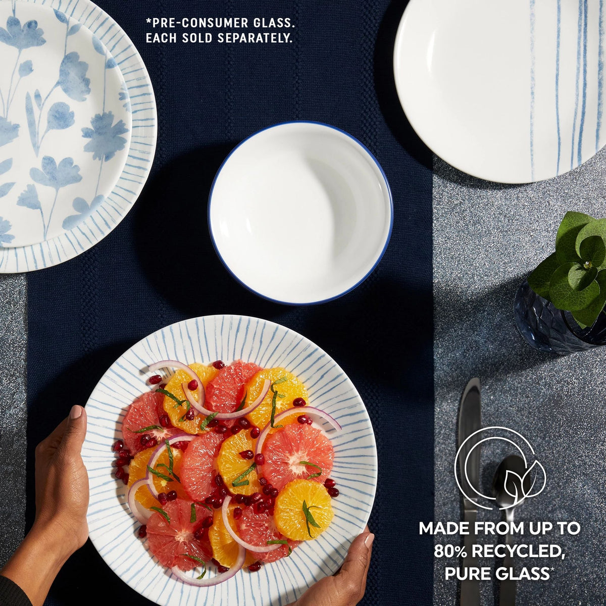 Assiette à salade de 21,5 cm – Motif floral bleu côtier