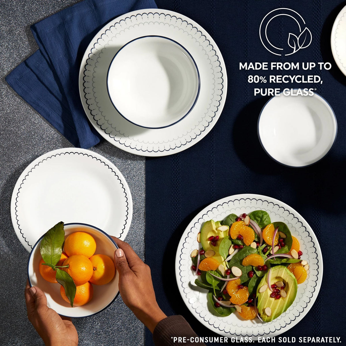 Assiette à salade de 21,5 cm – Dentelle bleu marine
