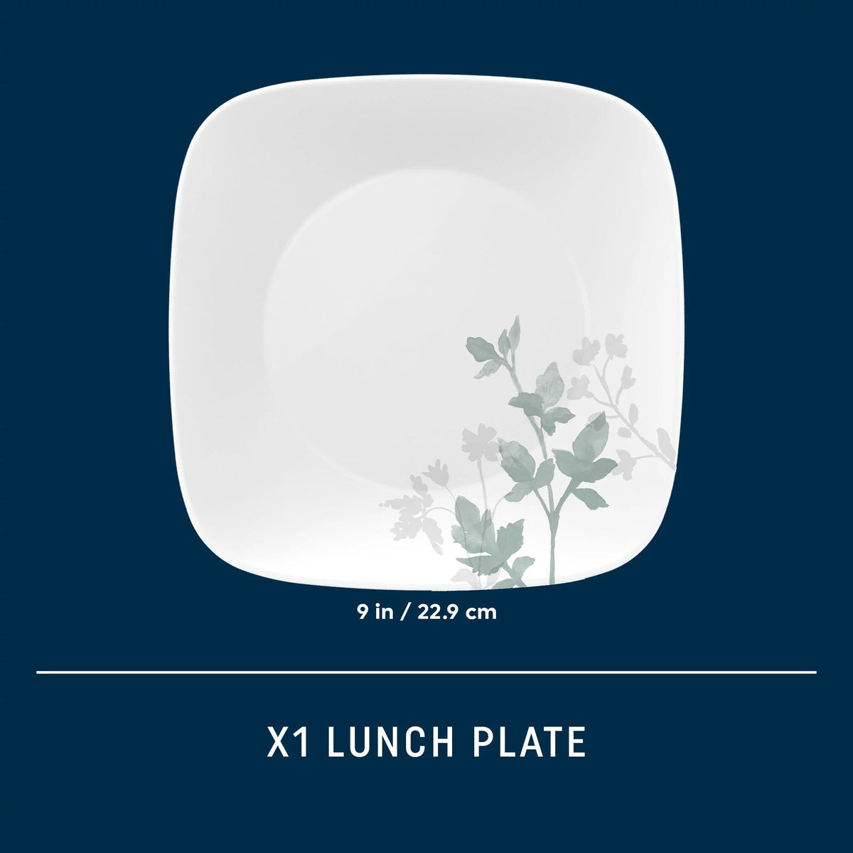 Assiette carrée à salade de 23 cm – Vert Sauge