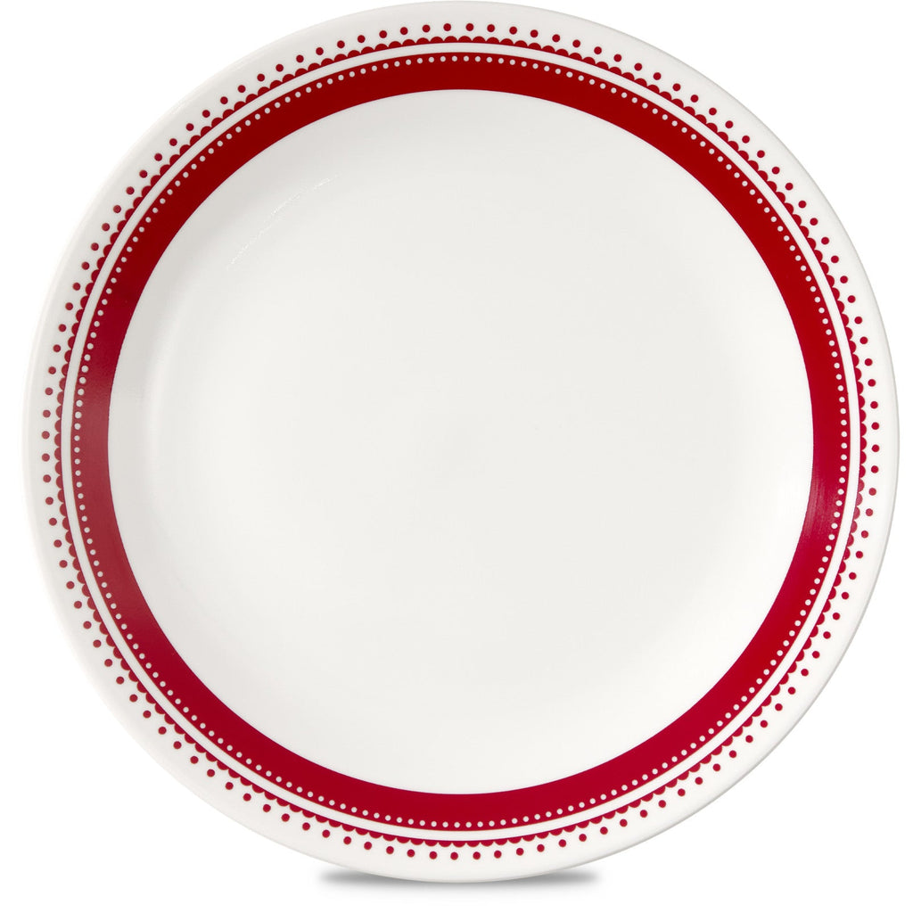 Assiette plate 26 cm – Pois et rayures framboise