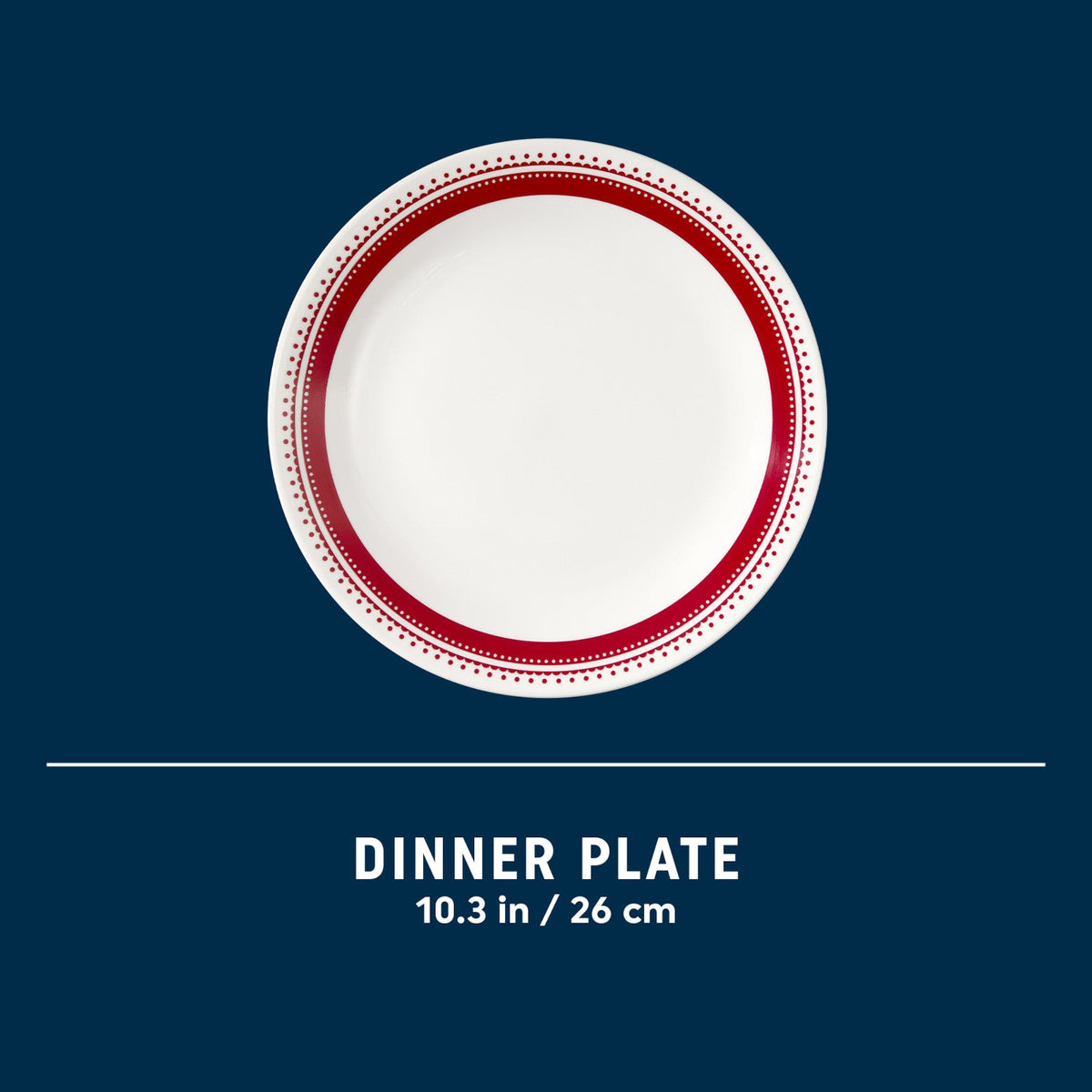 Assiette plate 26 cm – Pois et rayures framboise