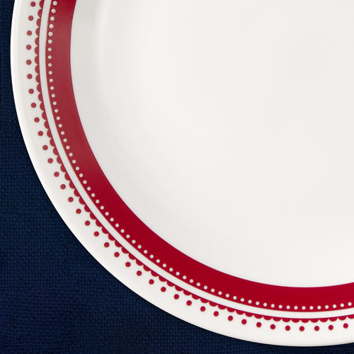 Assiette plate 26 cm – Pois et rayures framboise