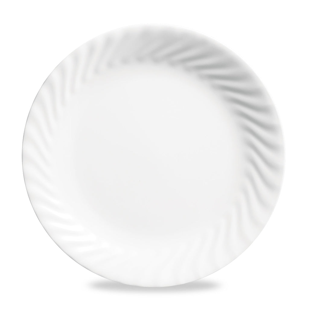 Assiette plate de 26 cm – Volutes en relief blanches