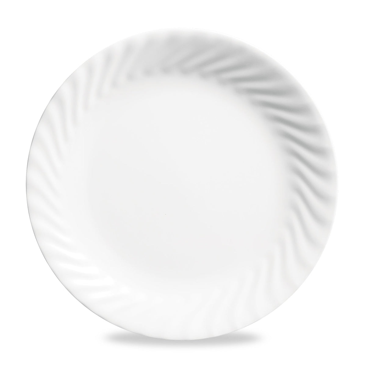 Assiette plate de 26 cm – Volutes en relief blanches