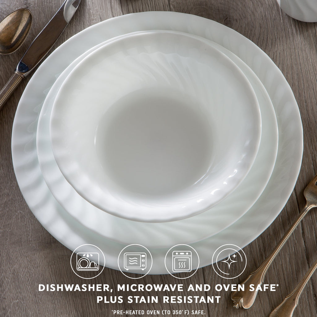 Assiette plate de 26 cm – Volutes en relief blanches