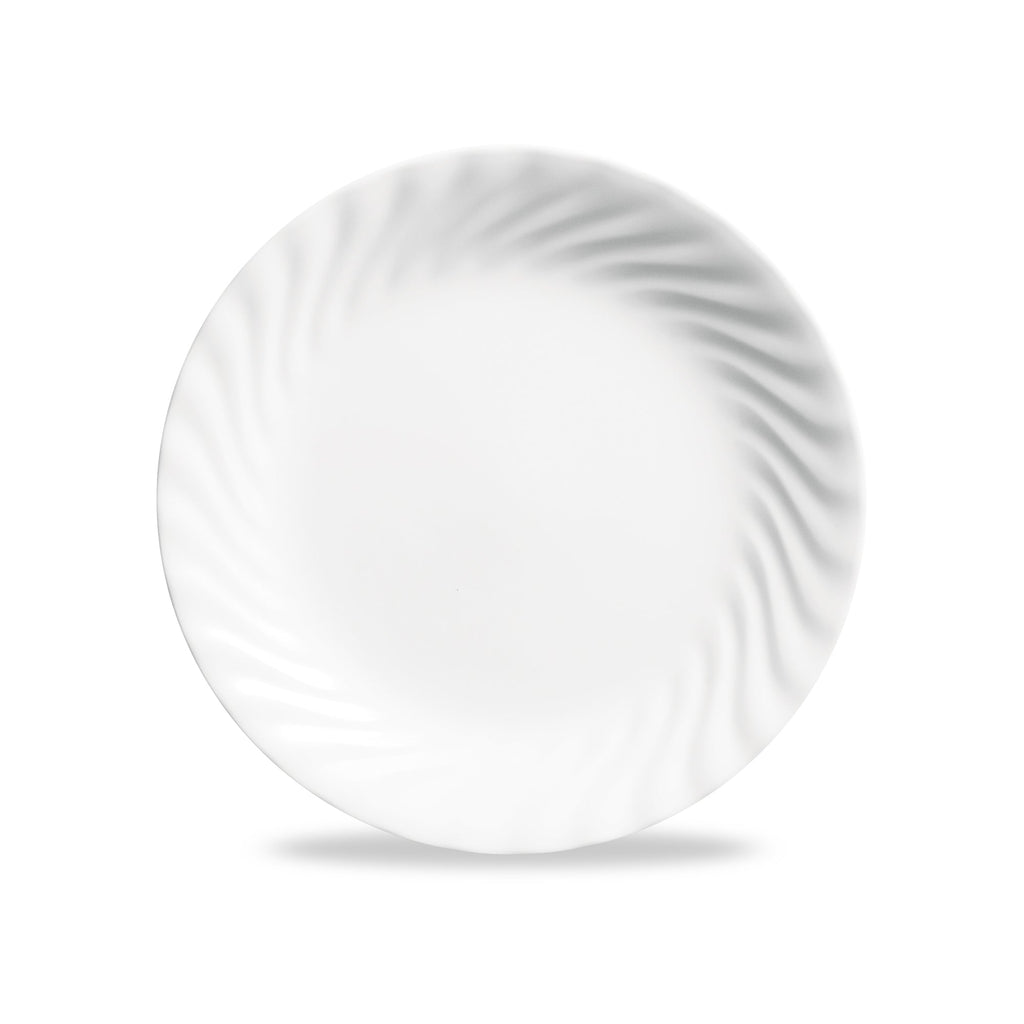 Assiette à salade de 8,5 pouces – Blanc avec motif en spirale en relief