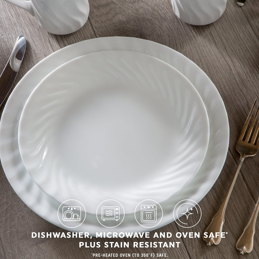 Assiette à salade de 8,5 pouces – Blanc avec motif en spirale en relief