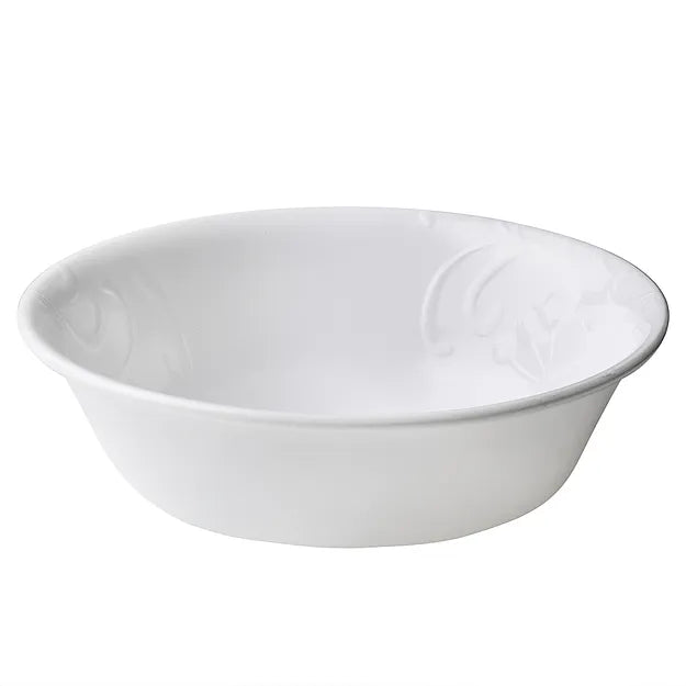 Bol à céréales 18 oz – Motif floral en relief, blanc