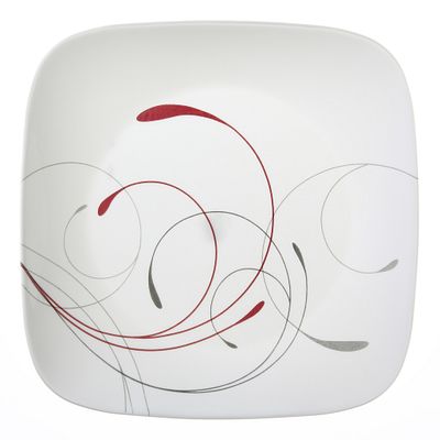 Assiette carrée de 26,6 cm – Rouge et Gris