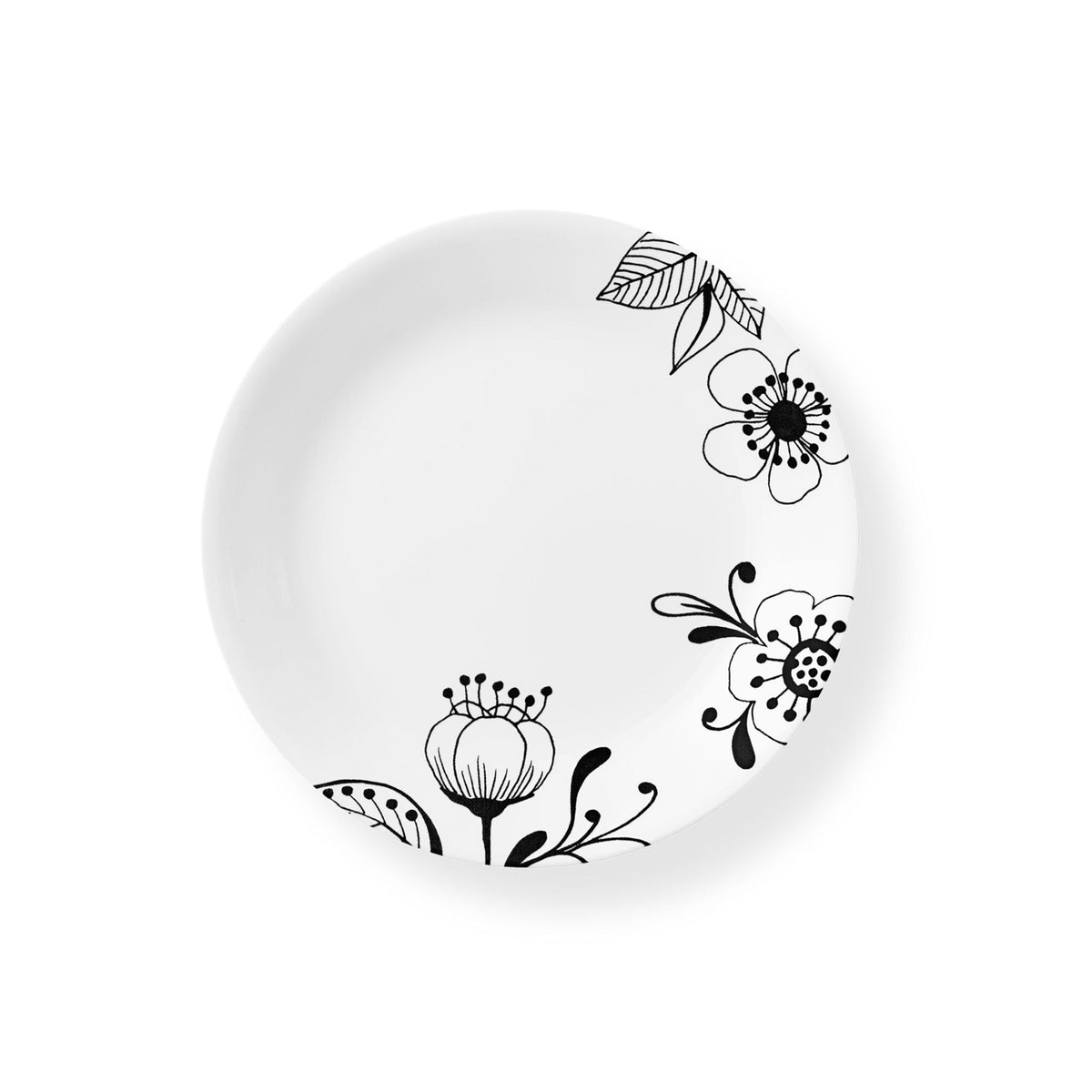 Assiette à salade de 8,5 po – Fleurs noires